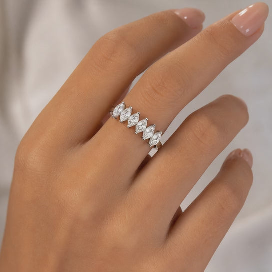 14K White Gold Lab-Grown Diamond Half Eternity Fashion Ring (2.10 CTW – D–F / VS1–VS2)