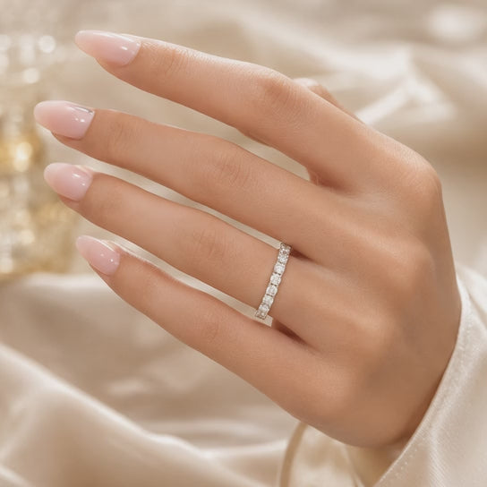 2.62 CT Lab-Grown Diamond Half Eternity Ring in 14K White Gold (D–F / VS1–VS2)
