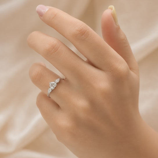 2.00 CT Heart Cut Lab-Grown Diamond Three-Stone Engagement Ring in 14K White Gold – Anniversary Promise Design