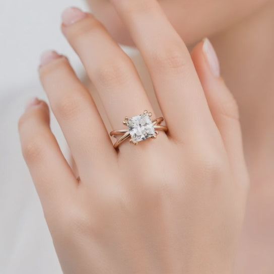 Tatiana 3 Carat Princess Cut Solitaire Split Shank Engagement Ring