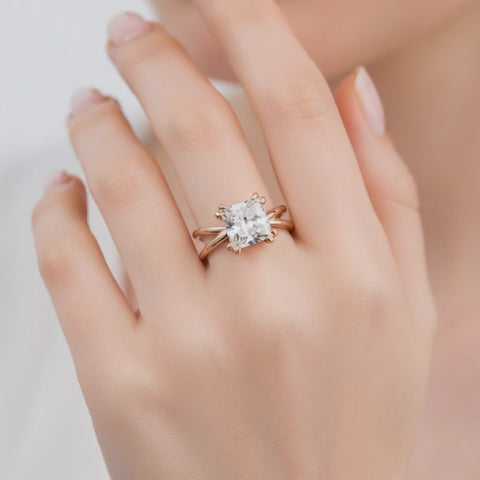 Tatiana 3 Carat Princess Cut Solitaire Split Shank Engagement Ring