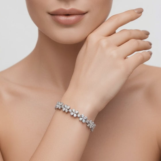 6.49 Carat Pear Cut Diamond Tennis Bracelet VS1 D F White Gold 14k