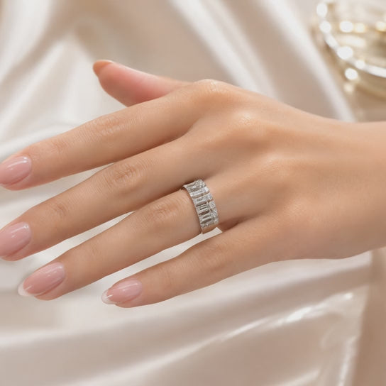 1.32 CT Lab-Grown Diamond Band Ring in 14K White Gold (D–F / VS1–VS2)