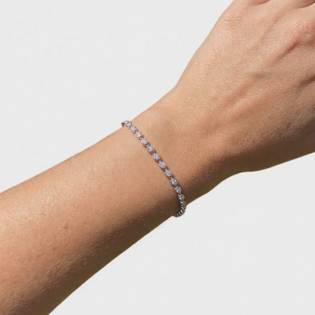 1.54 Carat Round Cut Diamond Chain Bracelet VS1 D F White Gold 14k