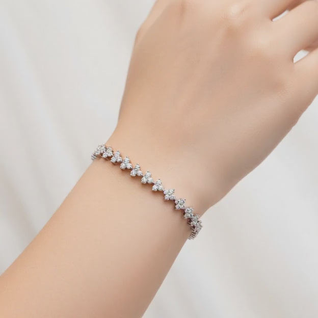 4.09 Carat Round Cut Diamond Tennis Bracelet VS1 D F White Gold 14k
