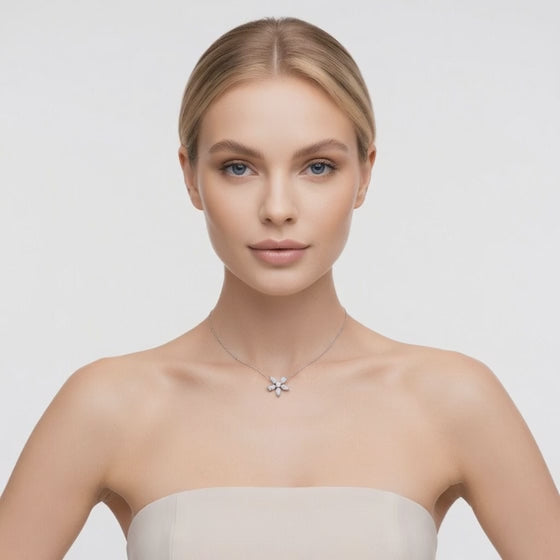 0.9 Ct Marquise Round Pear Cut Diamond Pendant Necklace VS1 D-F White Gold 14k