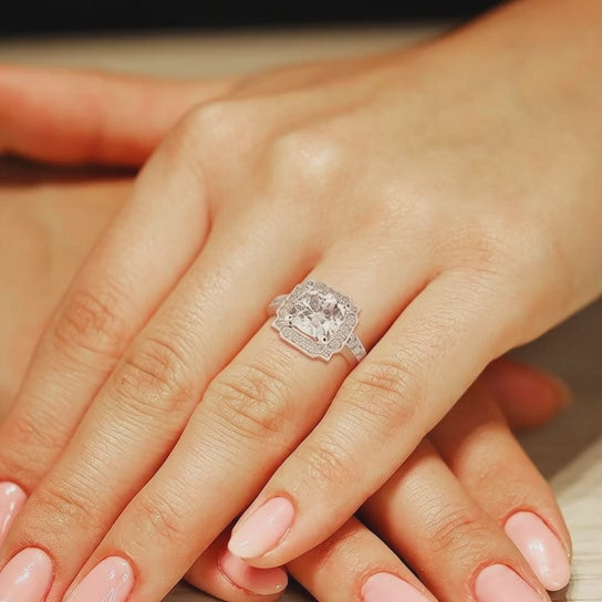 Amalia 3.5 Carat Princess Cut Halo Pave Engagement Ring
