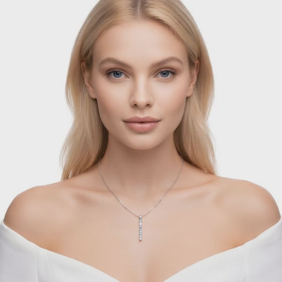0.3 Ct Baguette Cut Diamond Pendant Necklace VS1 D-F White Gold 14k