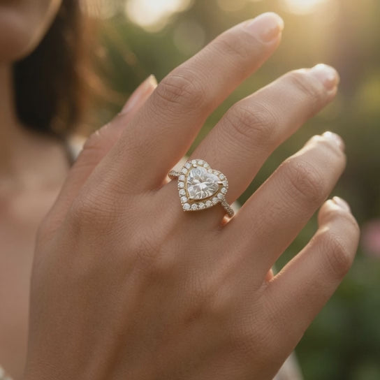 1.4 Carat VS1 D Lab Grown Diamond Halo Pave Heart Ring