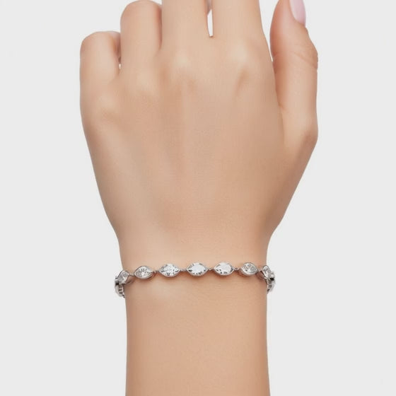 3.69 Carat Marquise Cut Diamond Tennis Bracelet VS1 D F White Gold 14k