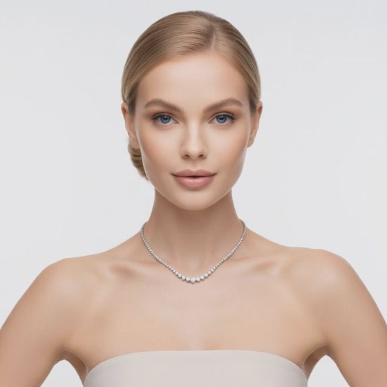 9.7 Ct Round Cut Diamond Tennis Necklace VS1 D-F White Gold 14k