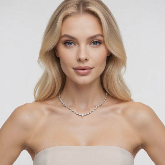 16.8 Ct Pear Cut Diamond Tennis Necklace VS1 D-F White Gold 14k
