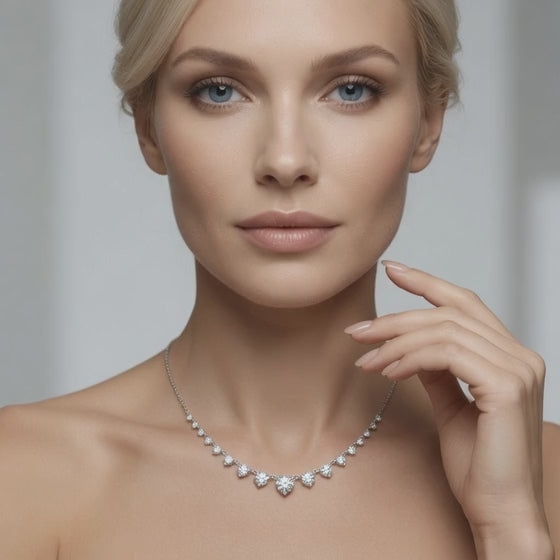 1.1 Ct Round Cut Diamond Chain Necklace VS1 D-F White Gold 14k