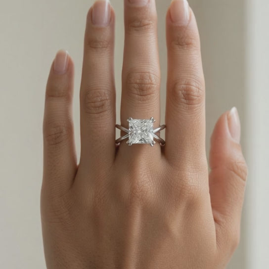 Tatiana 4 Carat Princess Cut Solitaire Split Shank Engagement Ring