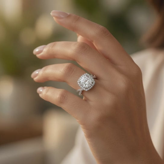 Celestina 1.35 Carat Round Cut Halo Pave Split Shank Engagement Ring