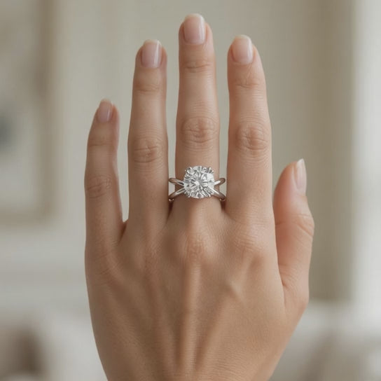 Tatiana 2 Carat Cushion Cut Solitaire Split Shank Engagement Ring