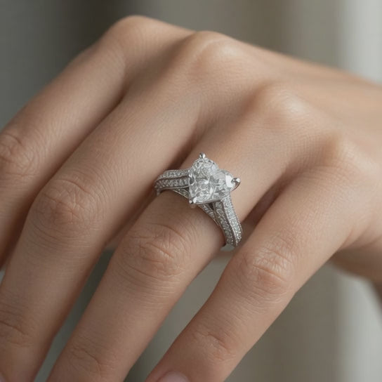 1.75 Carat VS1 D Lab Grown Diamond Pave Heart Ring