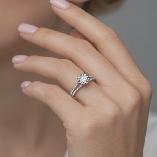 Gabriella 2.72 ct Lab Grown Round Cut Pave 4 Prong Diamond Engagement Ring