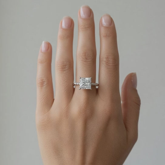 Renata 3 Carat Princess Cut Solitaire Rope Engagement Ring