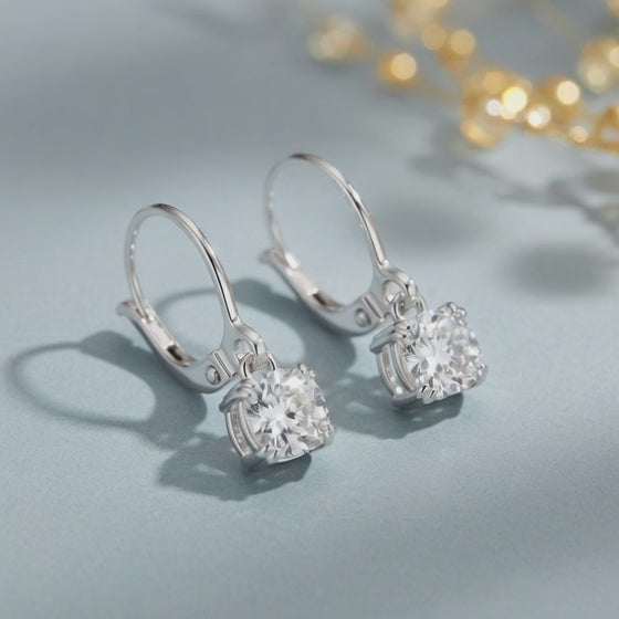 4 Ct Cushion Cut Double Prong Diamond Earrings VS1 D Leverback