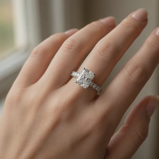 Ginevra 1.2 Carat Radiant Cut Tapered Engagement Ring