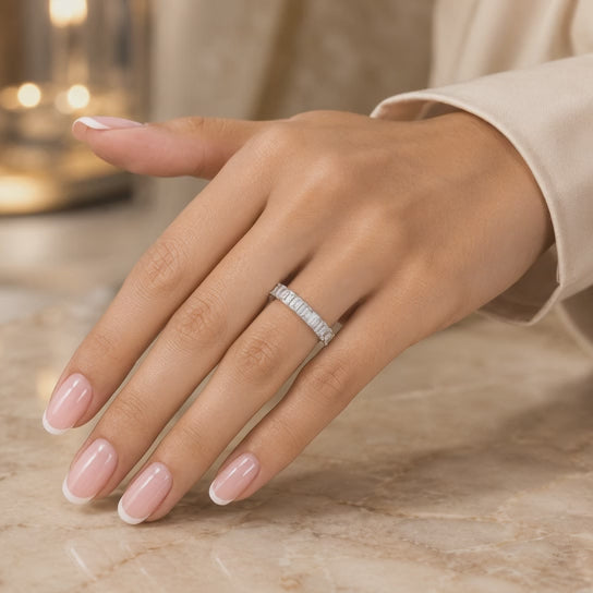 4.86 CT Lab-Grown Diamond Eternity Ring in 14K White Gold (D–F / VS1–VS2)