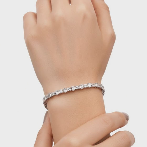 6.2 Carat Emerald Cut Diamond Tennis Bracelet VS1 D F White Gold 14k