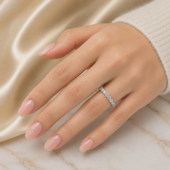 4.12 CT Lab-Grown Diamond Eternity Ring in 14K White Gold (D–F / VS1–VS2)