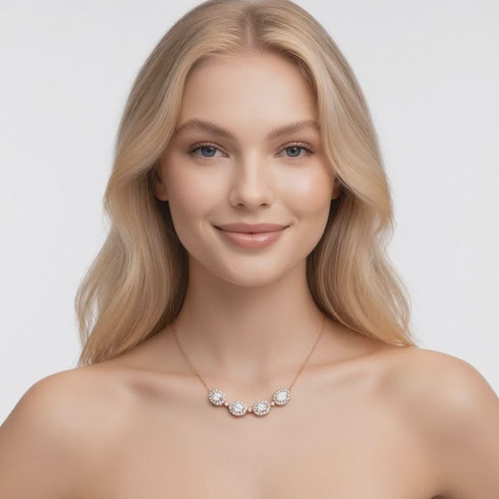4.8 Ct Oval Round Cut Diamond Chain Necklace VS1 D-F White Gold 14k
