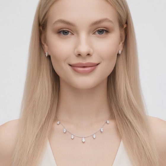 2 Ct Marquise Cut Diamond Chain Necklace VS1 D-F White Gold 14k