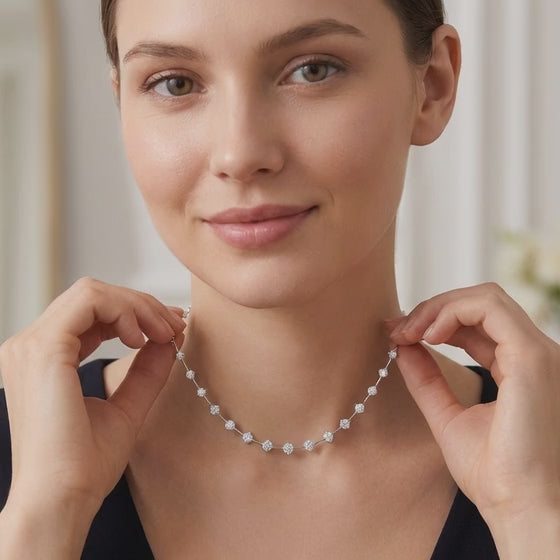 5.5 Ct Round Cut Diamond Tennis Necklace VS1 D-F White Gold 14k
