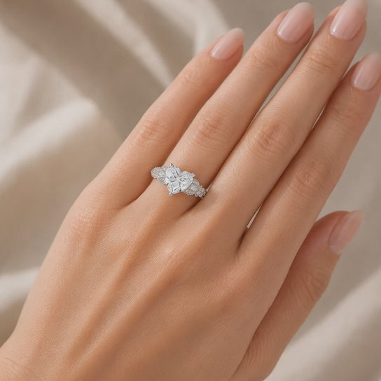 VS1 D Lab Grown Diamond Pave Heart Ring