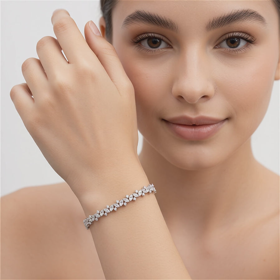 4.45 Carat Marquise Cut Diamond Tennis Bracelet VS1 D F White Gold 14k