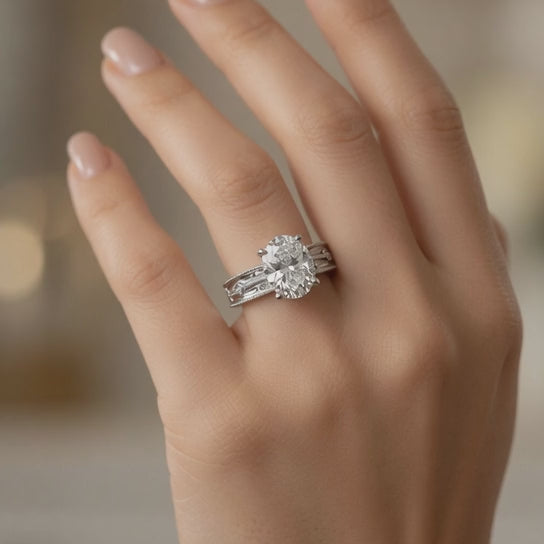 Sabrina 2 Carat Oval Cut Solitaire Hand Engraved Milgrain Engagement Ring