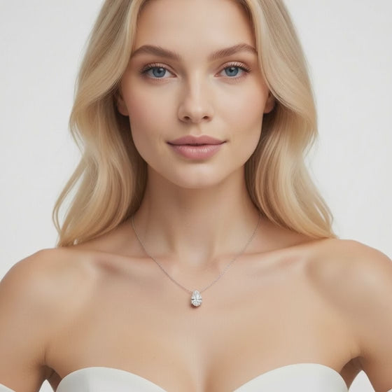 1.5 Ct Pear Cut Diamond Pendant Necklace VS1 D-F White Gold 14k