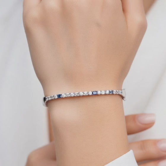 1.6 Carat Round Emerald Cut Diamond Tennis Bracelet VS1 D F White Gold 14k