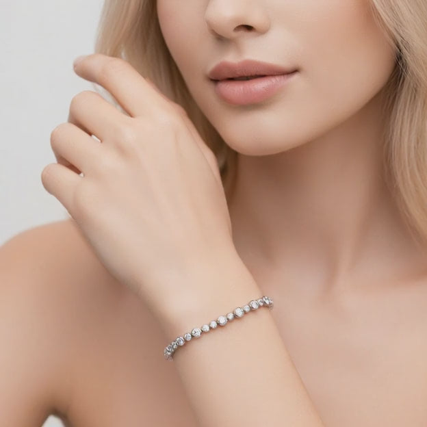 5.14 Carat Round Cut Diamond Tennis Bracelet VS1 D F White Gold 14k
