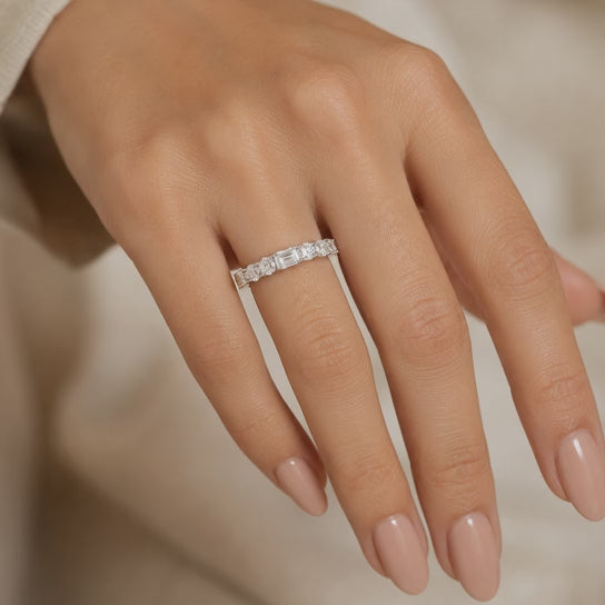 2.30 CT Emerald & Round Lab-Grown Diamond Ring in 14K White Gold (D–F / VS1–VS2)