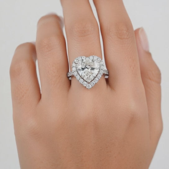 2.45 Carat VS1 D Lab Grown Diamond Halo Pave Heart Ring
