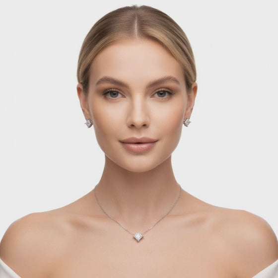 1 Ct Princess Cut Diamond Pendant Necklace VS1 D-F White Gold 14k