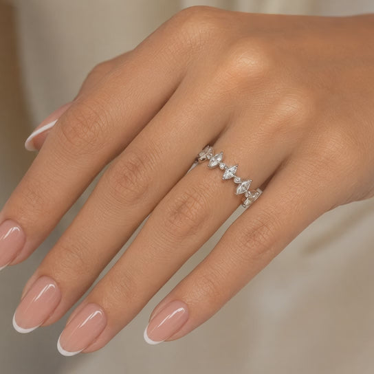 1.25 CT Lab-Grown Diamond Stackable Fashion Ring in 14K White Gold (D–F / VS1–VS2)