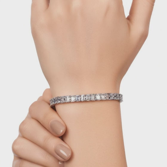 10.5 Carat Emerald Cut Diamond Tennis Bracelet VS1 D F White Gold 14k