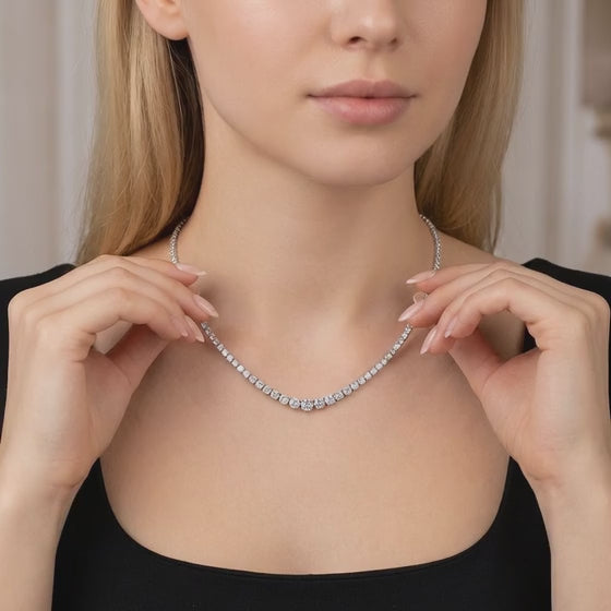 6.5 Ct Round Cut Diamond Tennis Necklace VS1 D-F White Gold 14k