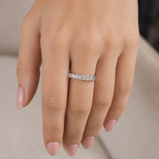1.00 CT Lab-Grown Diamond Half Eternity Ring in 14K White Gold (D–F / VS1–VS2)
