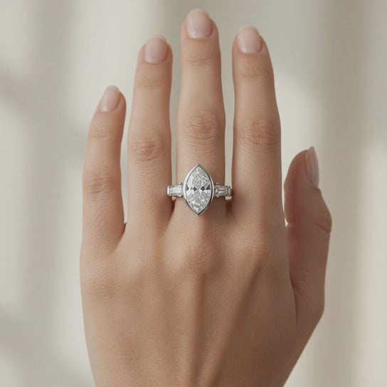 Emilia 2.5 Carat Marquise Cut Trilogy 3 Stone Engagement Ring