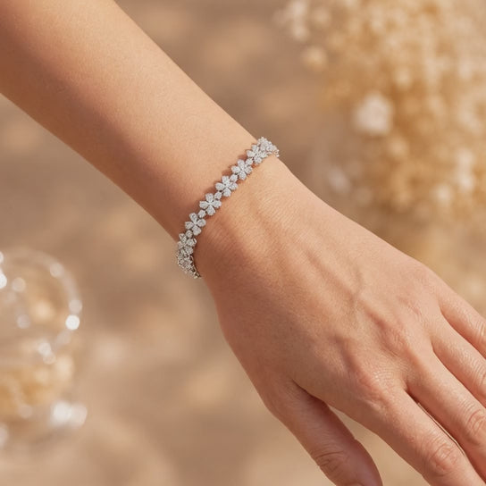 6.49 Carat Pear Cut Diamond Tennis Bracelet VS1 D F White Gold 14k