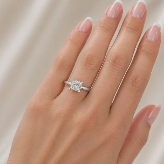 VS1 D Lab Grown Diamond Solitaire Princess Ring