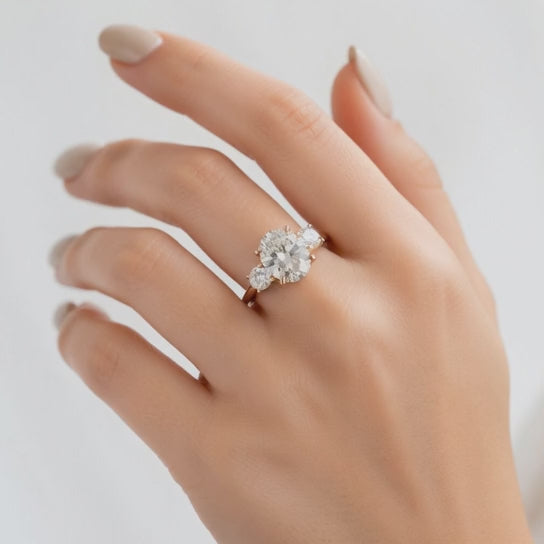 Hana 3.2 Carat Oval Cut 3 Stone Engagement Ring