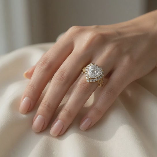 Ada 1.35 Carat Heart Cut Halo Pave Engagement Ring