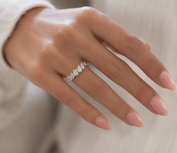 1.10 CT Lab-Grown Diamond Stackable Fashion Ring in 14K White Gold (D–F / VS1–VS2)